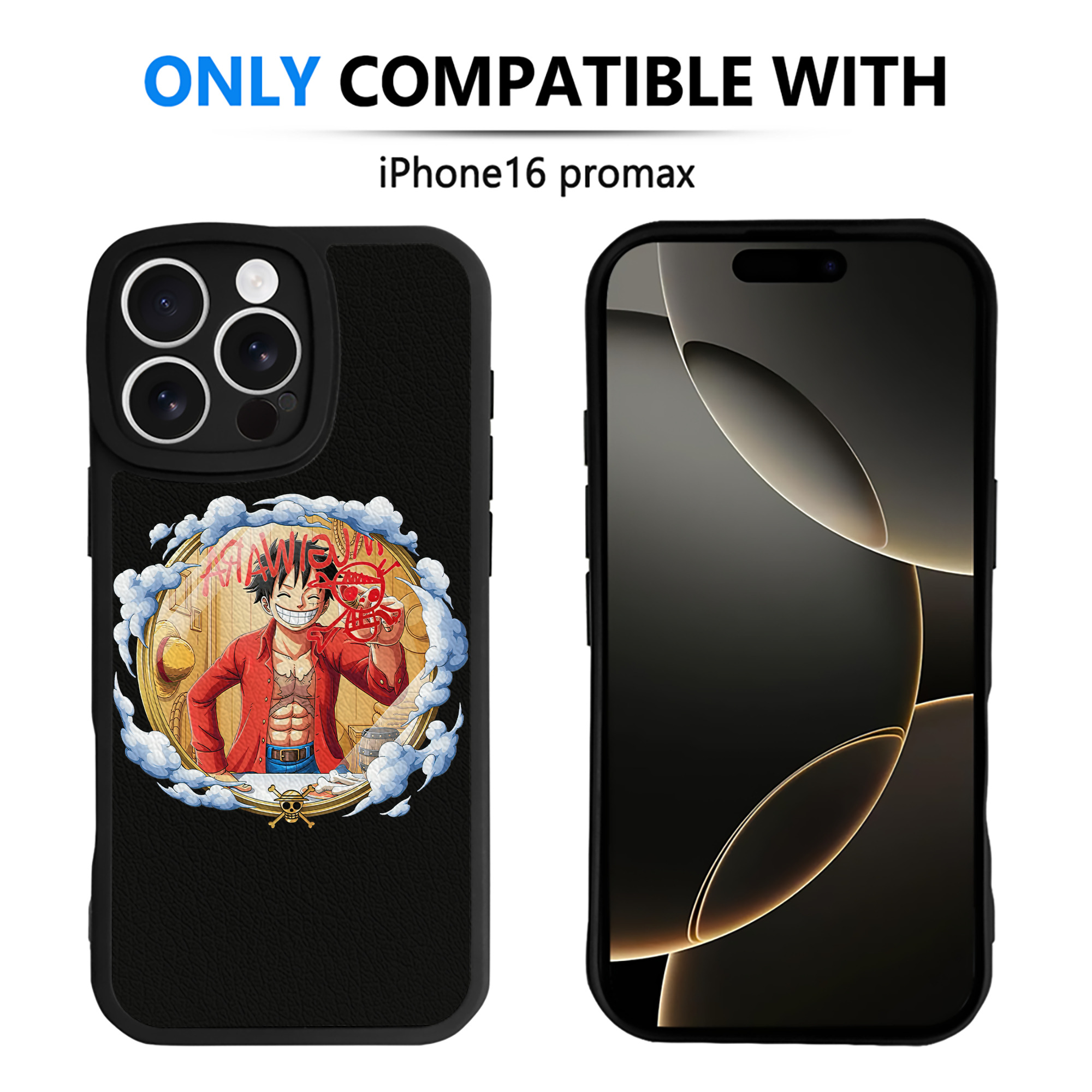 （画像用） ワンピース モンキー・D・ルフィ ONE PIECE Monkey D. Luffy 【iPhone 16シリーズ対応】シリコンスマホケース（レザー調） 材質：シリコン